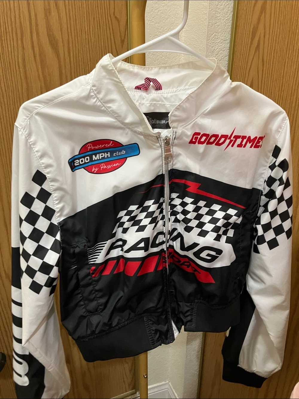 Pink Platinum Racing Windbreaker Jacket - White, Black & Red